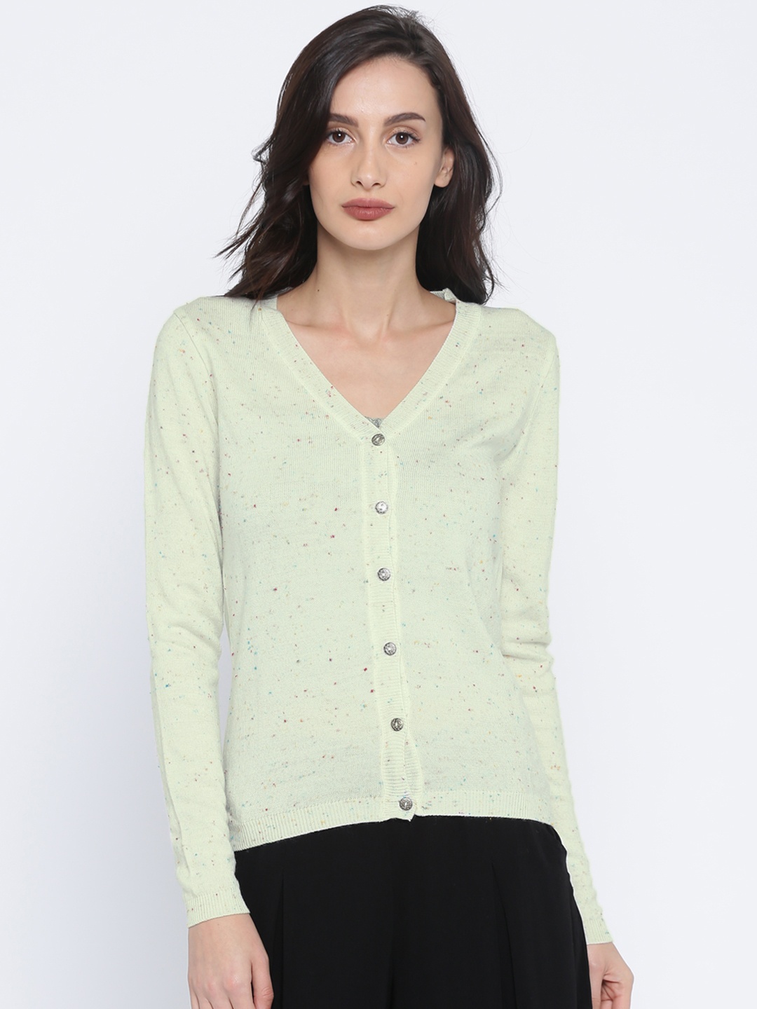

Ginger by Lifestyle Women Off-White Self Design Cardigan