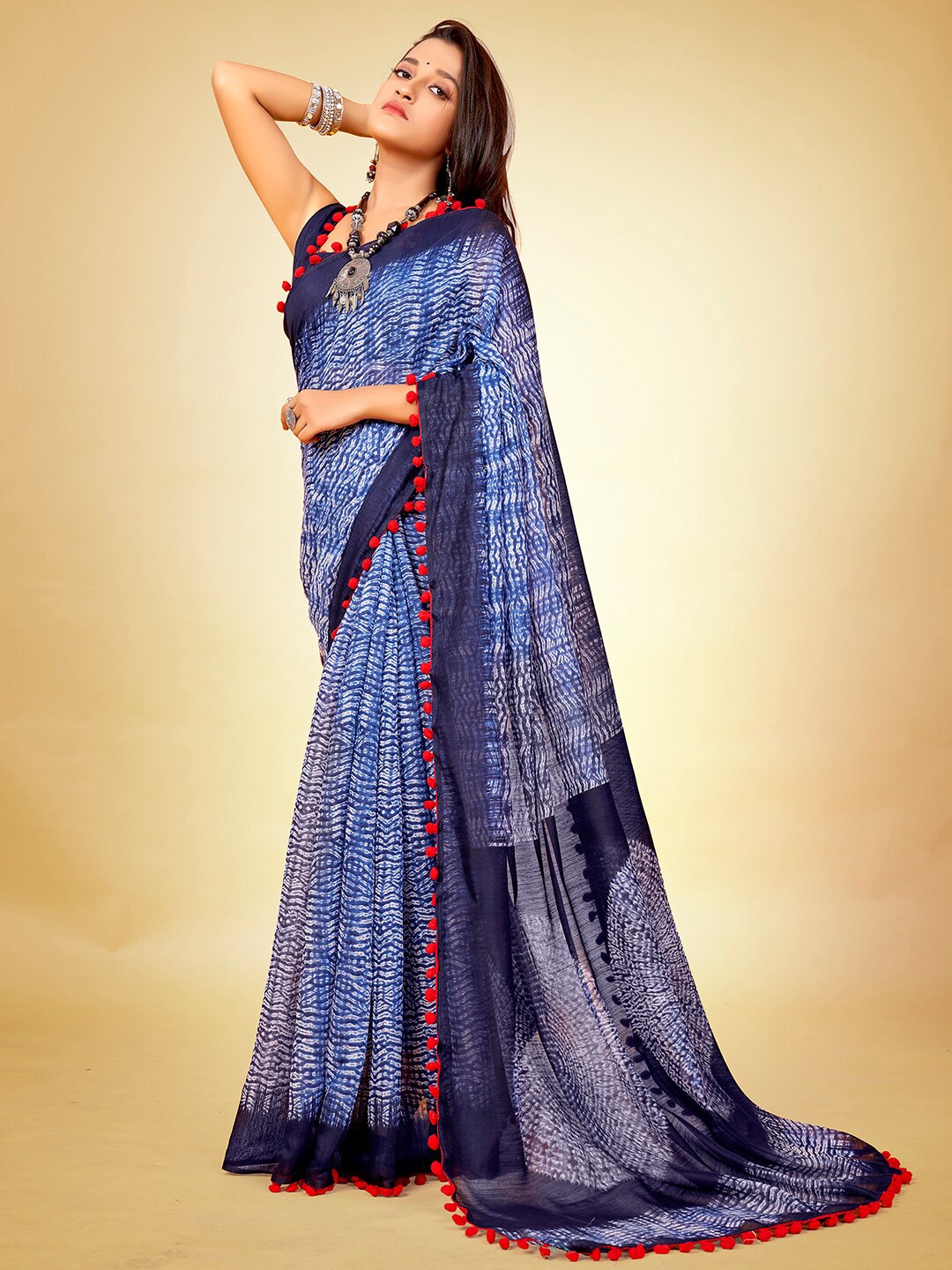 

Saree mall Geometric Printed Sarees, Navy blue