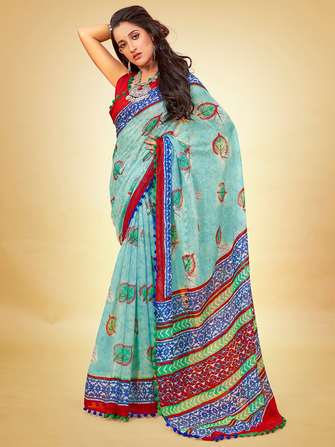 

Saree mall Sea Green & Blue Bagh Sarees