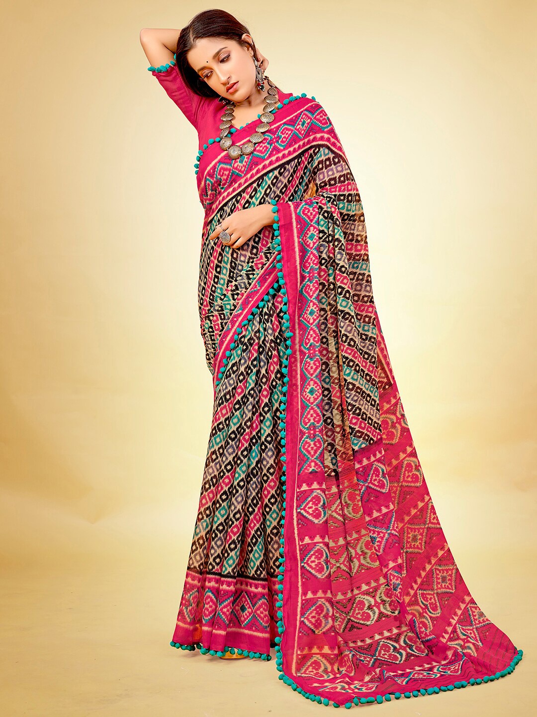 

Saree mall Ethnic Motifs Printed Sarees, Pink