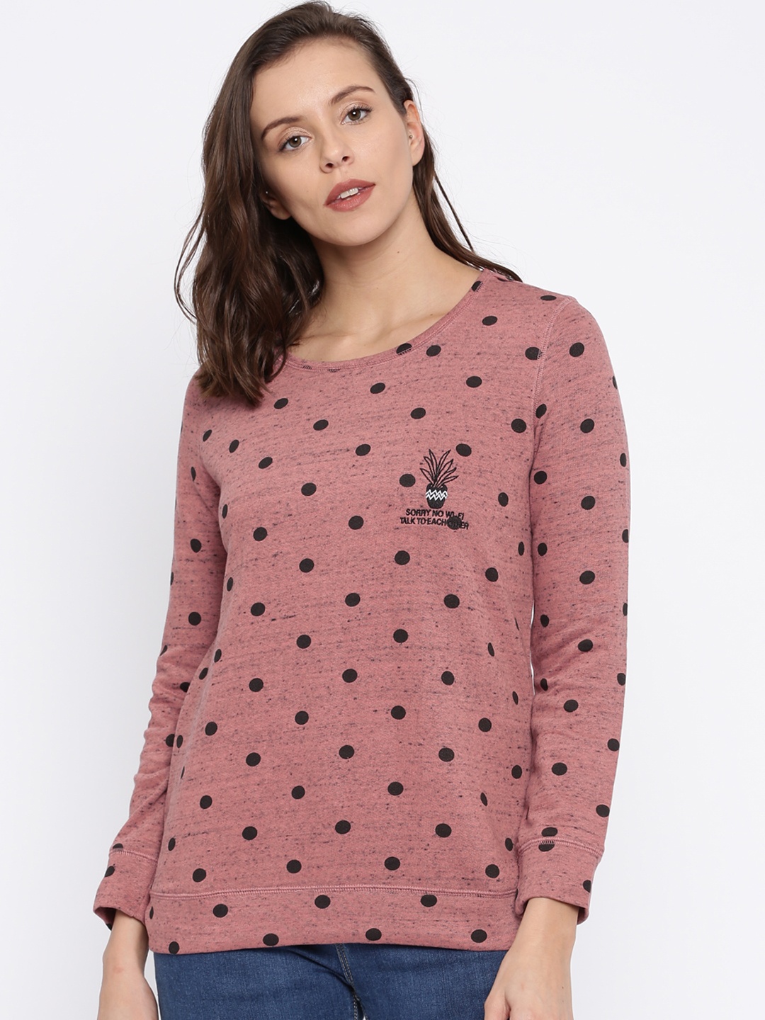 

Ginger by Lifestyle Women Pink Printed Sweatshirt