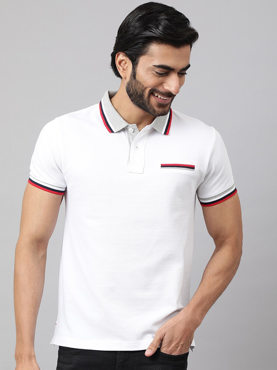 

HOUSE OF MIRCHI Polo Collar Pure Cotton T-shirt, White