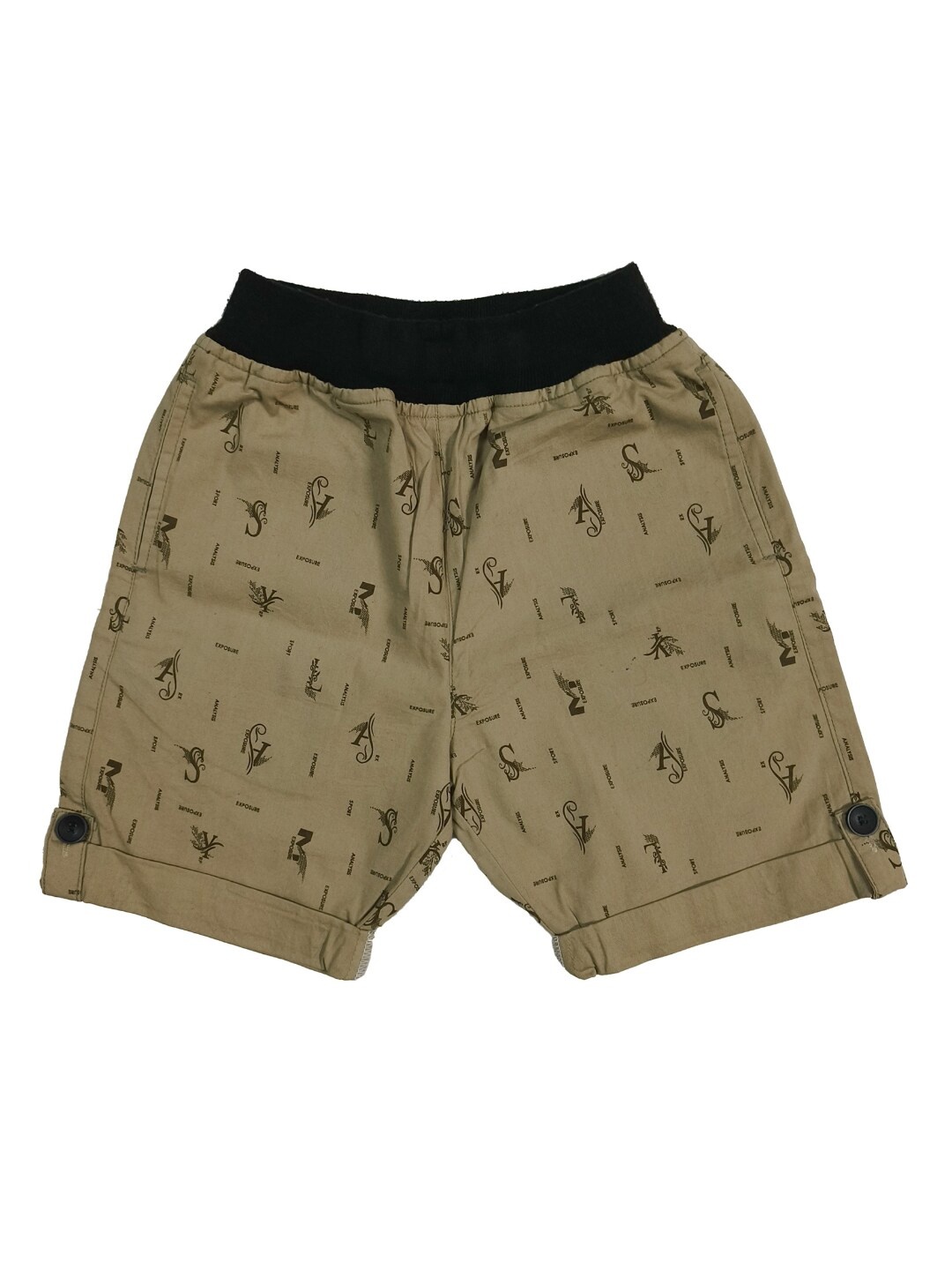 

VEDANA Boys Mid-Rise Printed Cotton Shorts, Camel brown