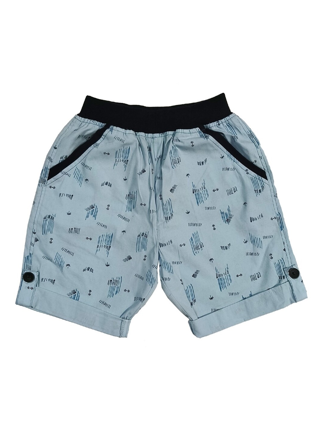 

VEDANA Boys Mid-Rise Printed Cotton Shorts, Blue