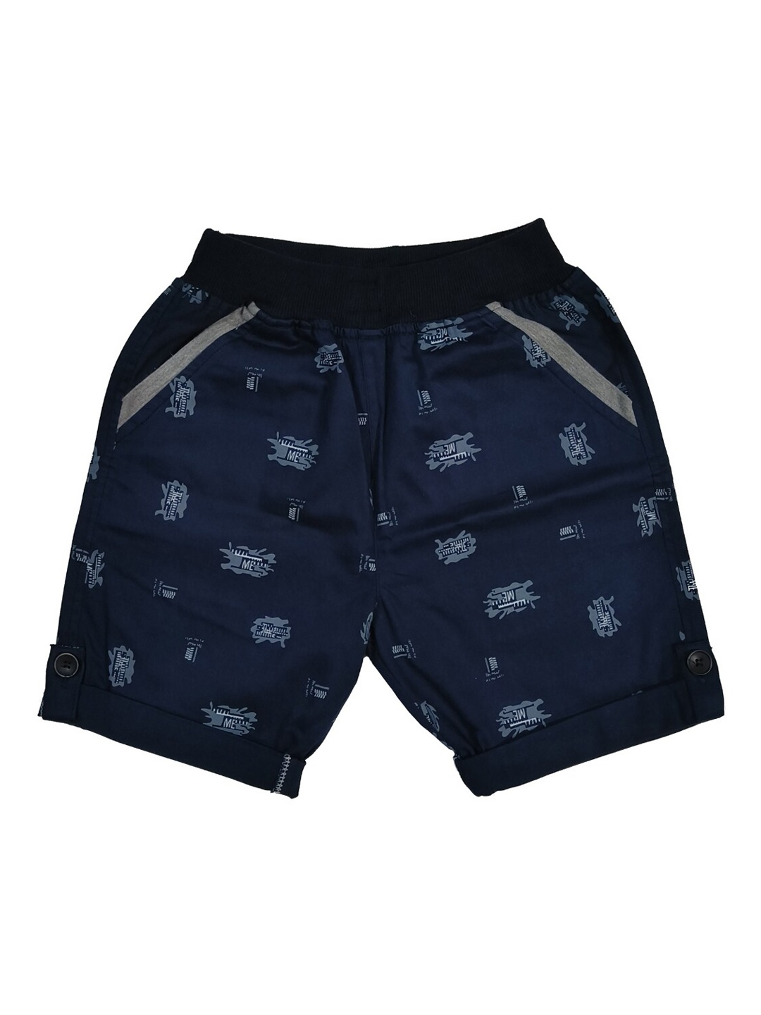 

VEDANA Boys Mid-Rise Printed Cotton Shorts, Navy blue