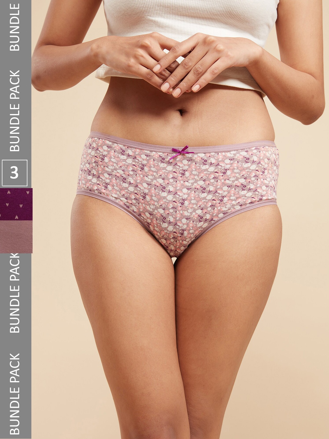 

Nykd Women Pack Of 3 Anti-Oduor Cotton Hipster Briefs, Purple