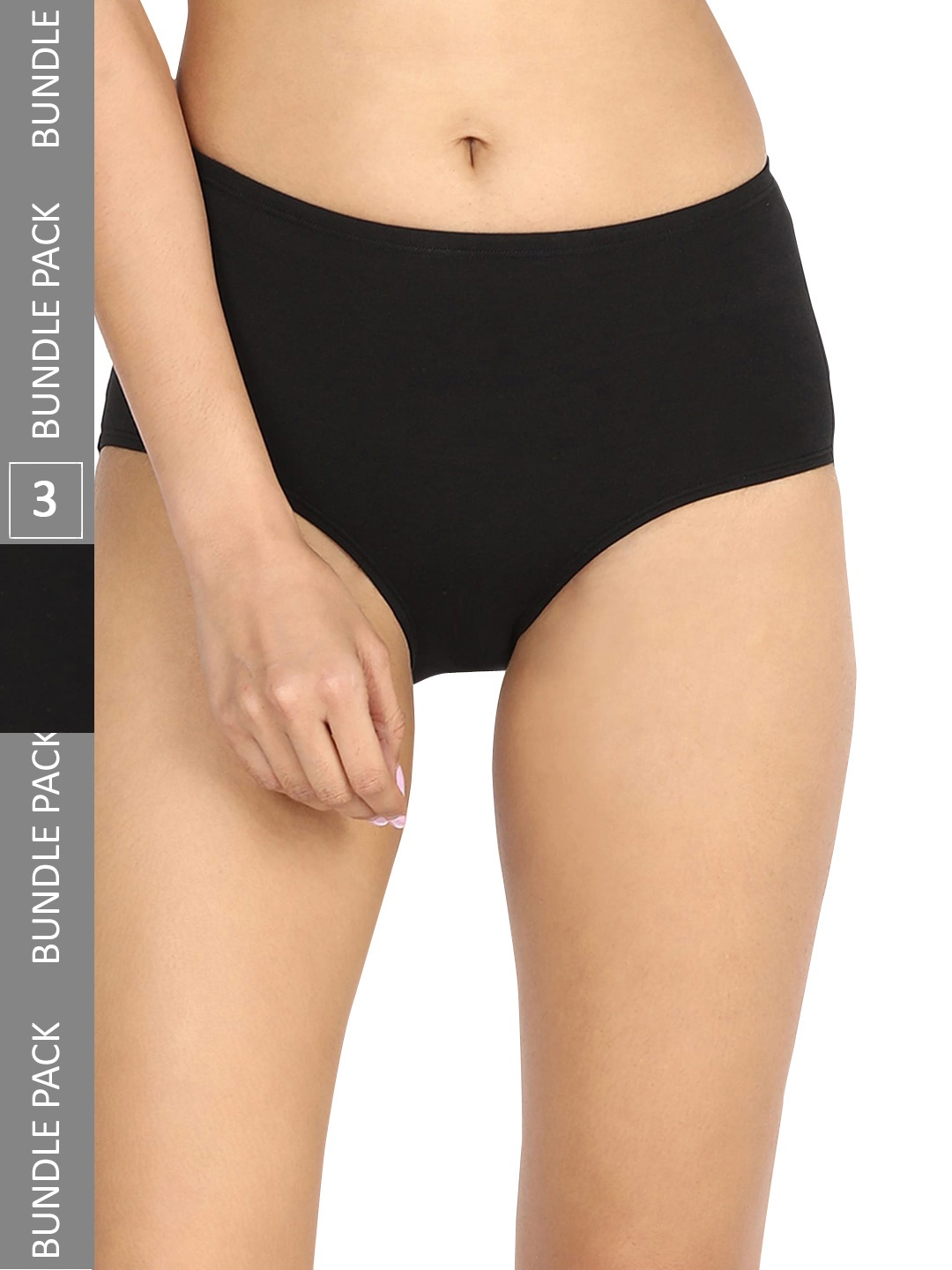 

Nykd Women Pack Of 3 Anti-microbial Cotton Hipster Briefs, Black