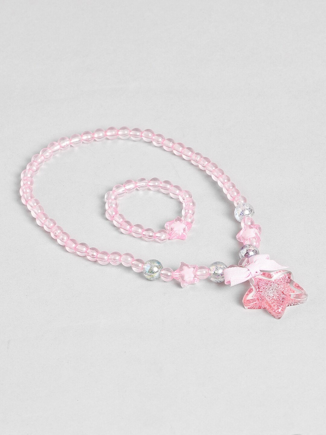 

EL REGALO Girls Pearls Beaded Jewellery Set, Pink