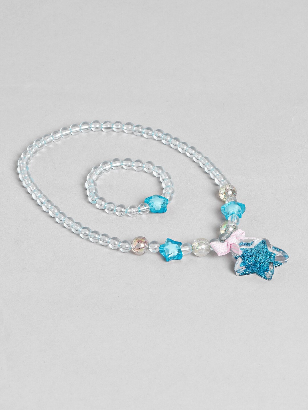 

EL REGALO Girls Beads-Studded Jewellery Set, White