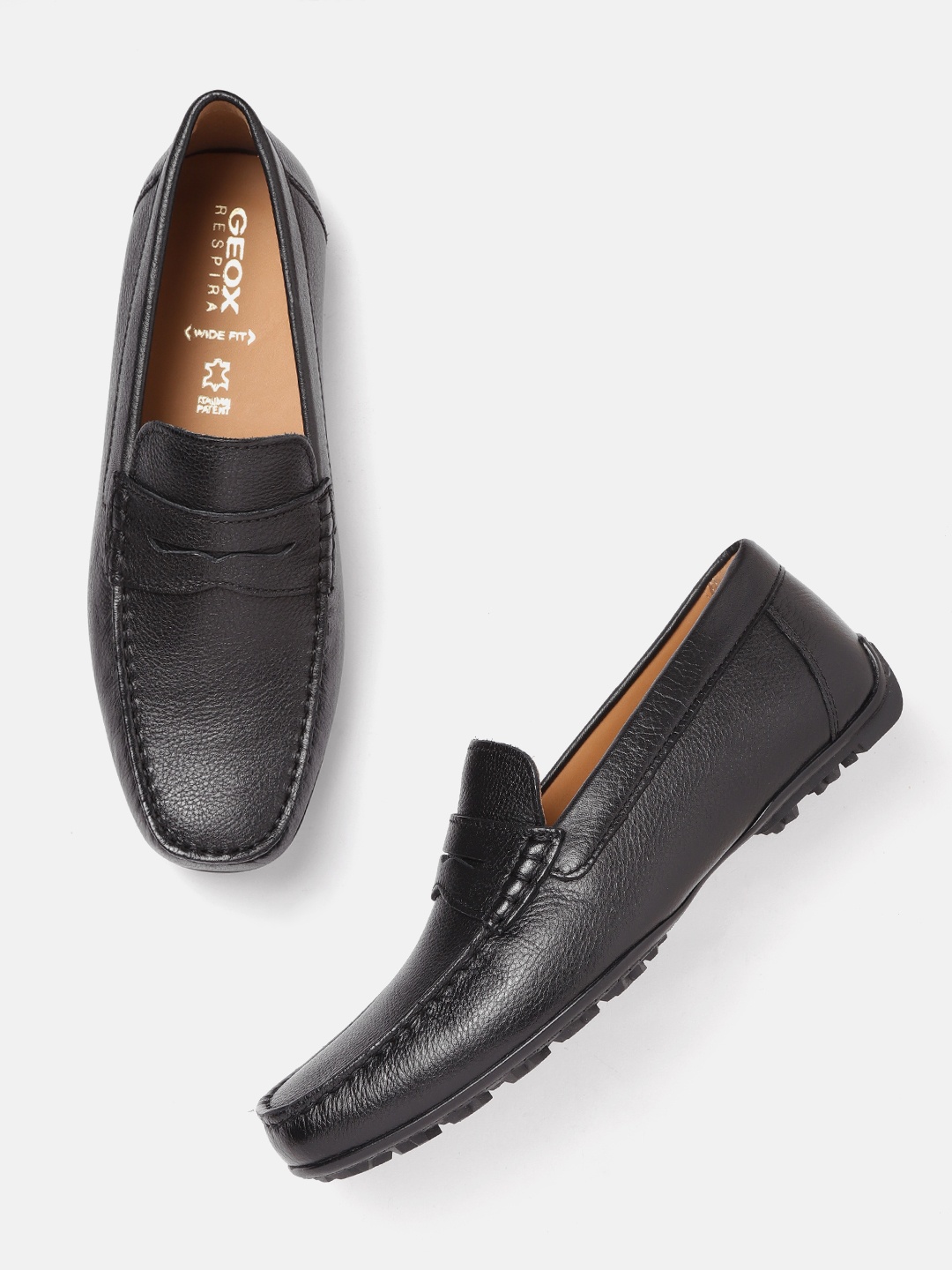 

Geox U Kosmopolis+Grip Men Textured Lightweight Leather Moccasins, Black