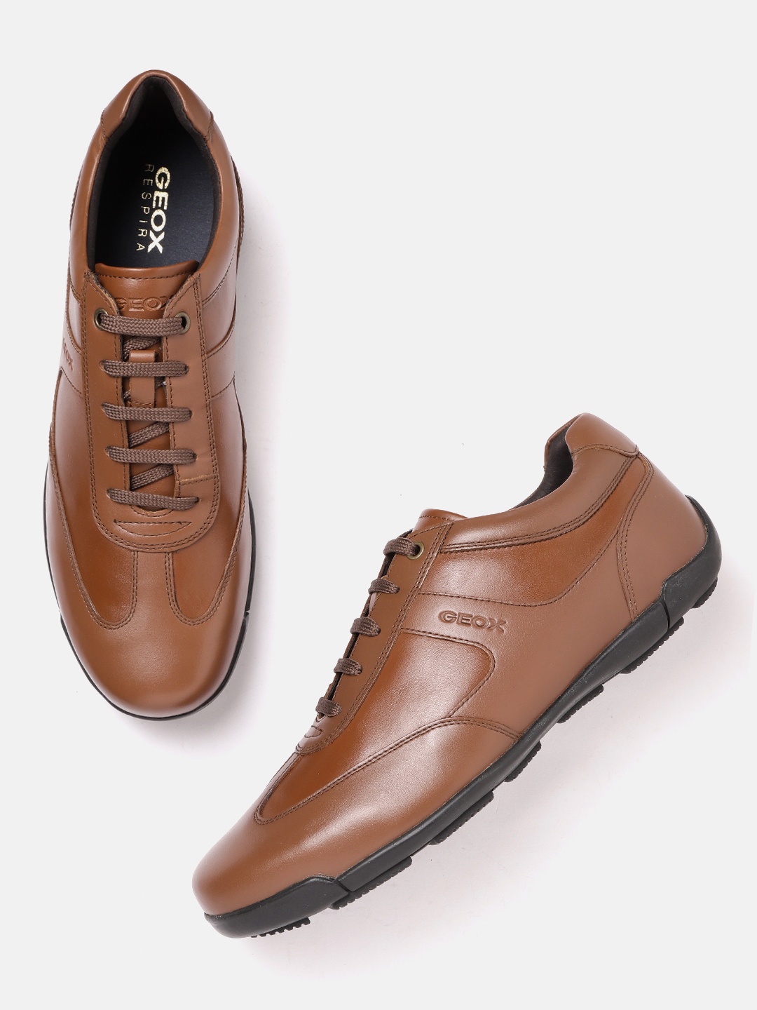 

Geox U Edgware Men Leather Sneakers, Brown