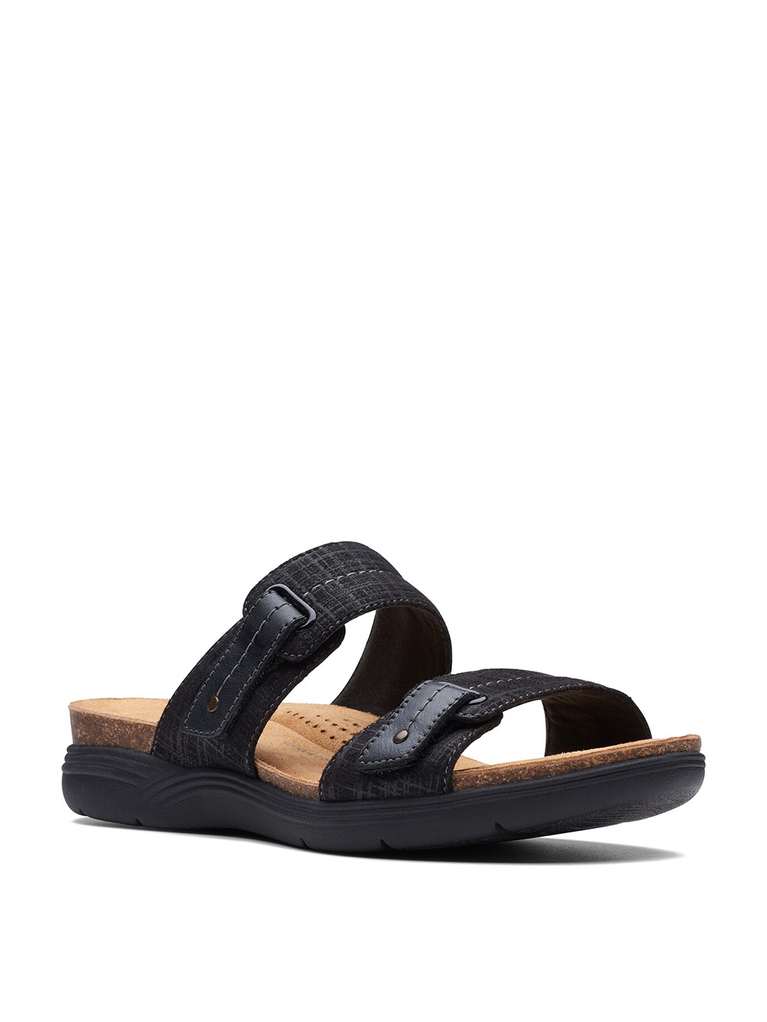 

Clarks Perforated Open Toe Flats, Black
