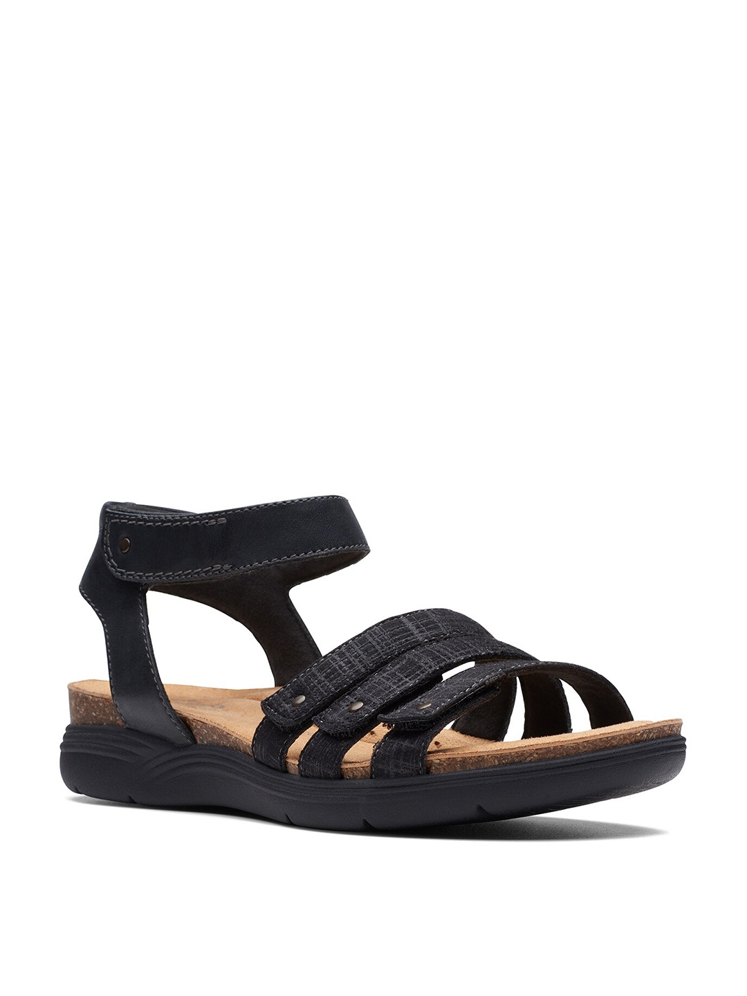 

Clarks Leather Open Toe Flats, Black