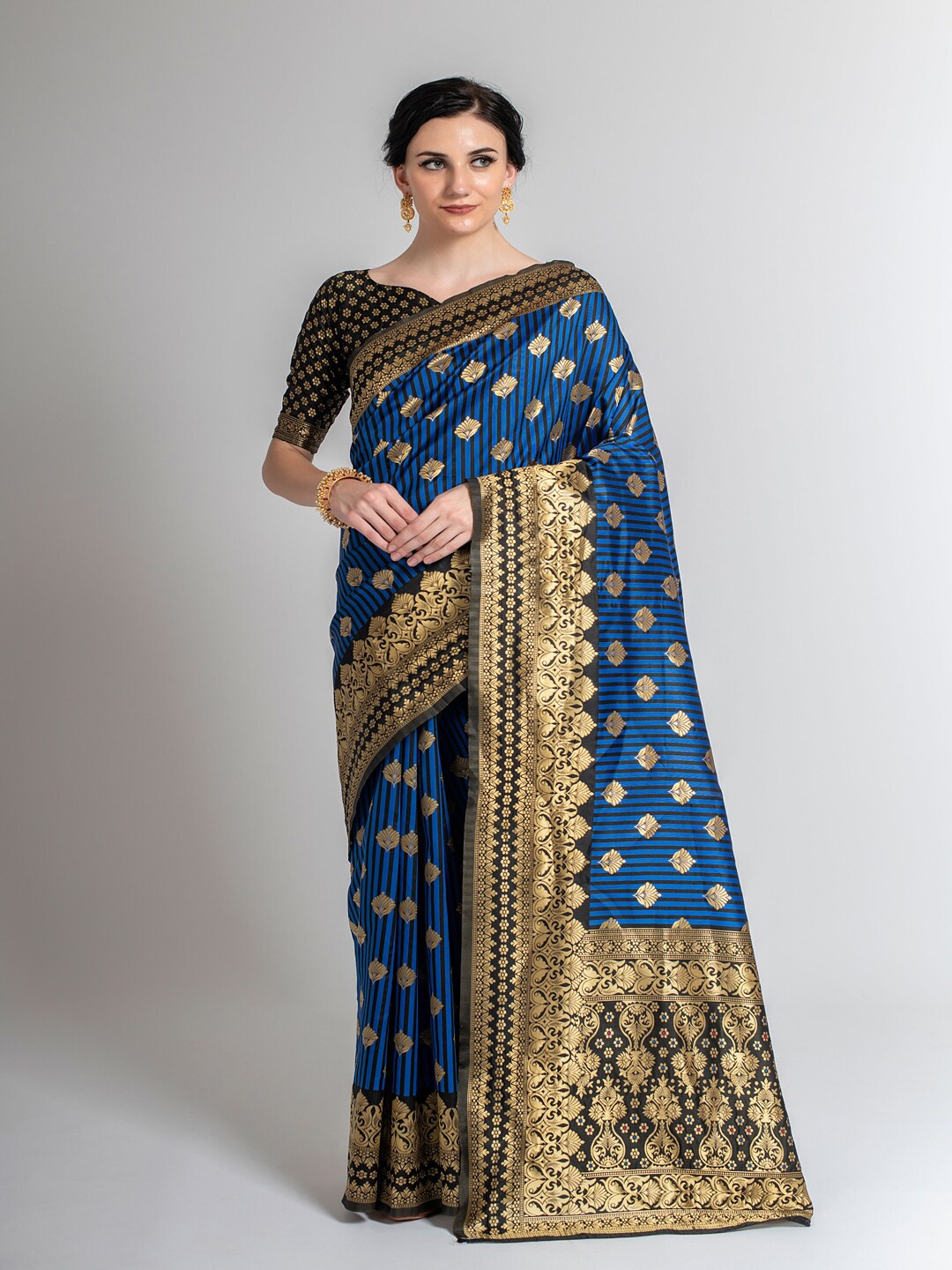 

Lilots Floral Woven Design Zari Jacquard Kota Saree, Blue