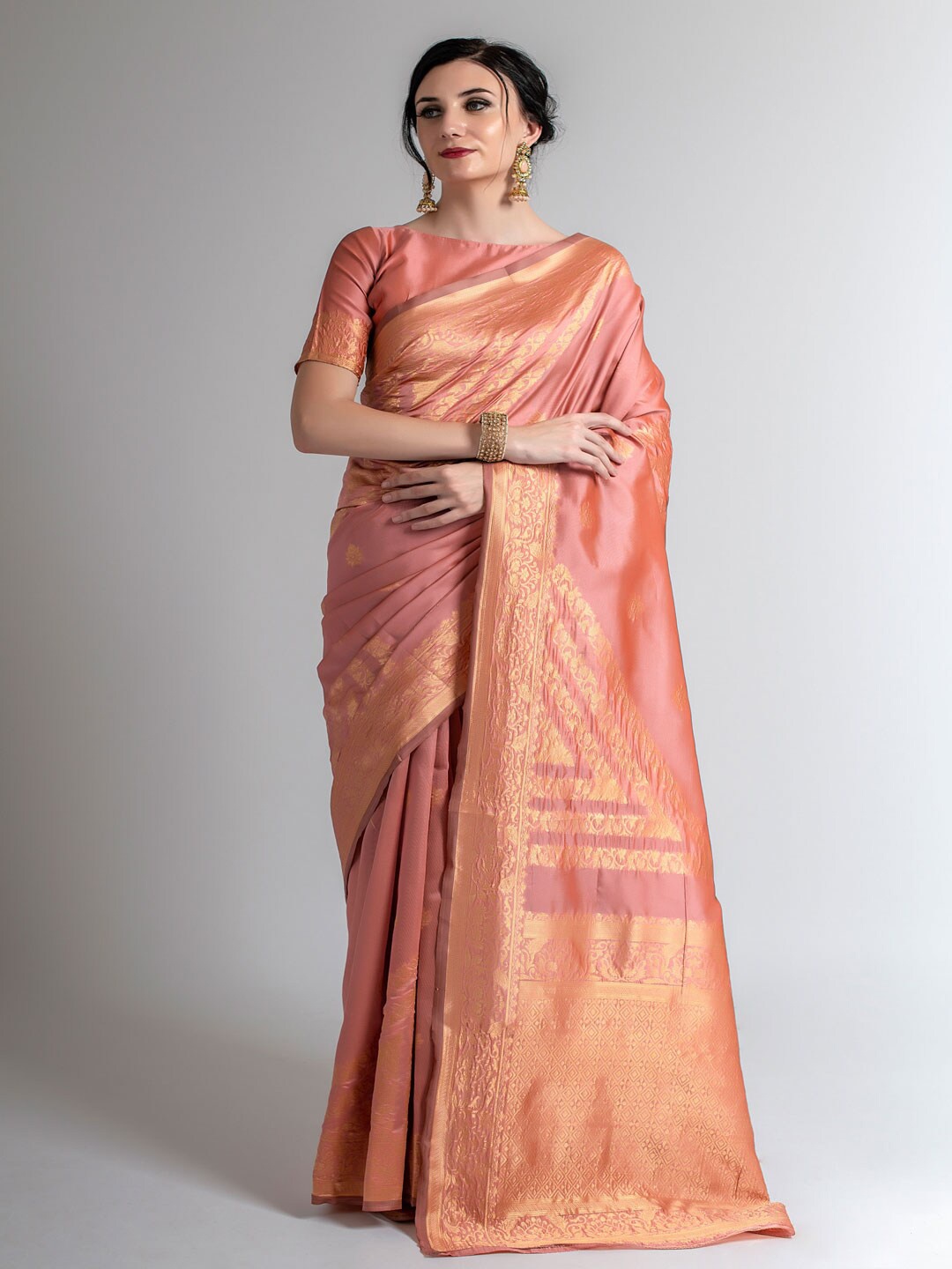 

Lilots Ethnic Motifs Woven Design Zari Kota Saree, Peach