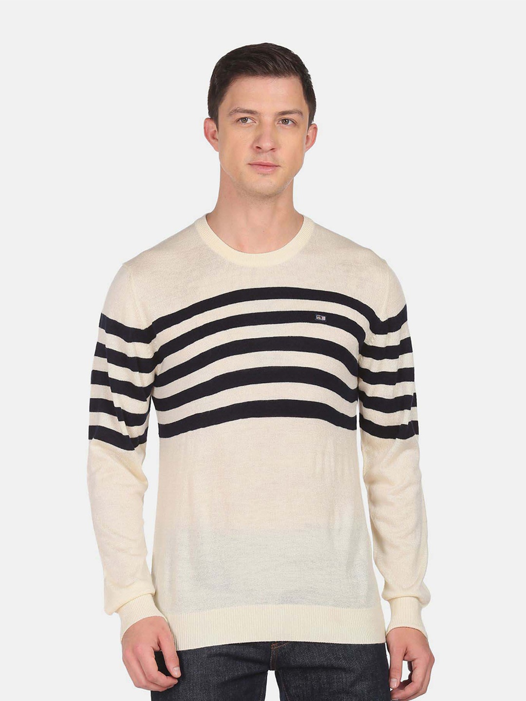 

Arrow Sport Striped Acrylic Pullover, White