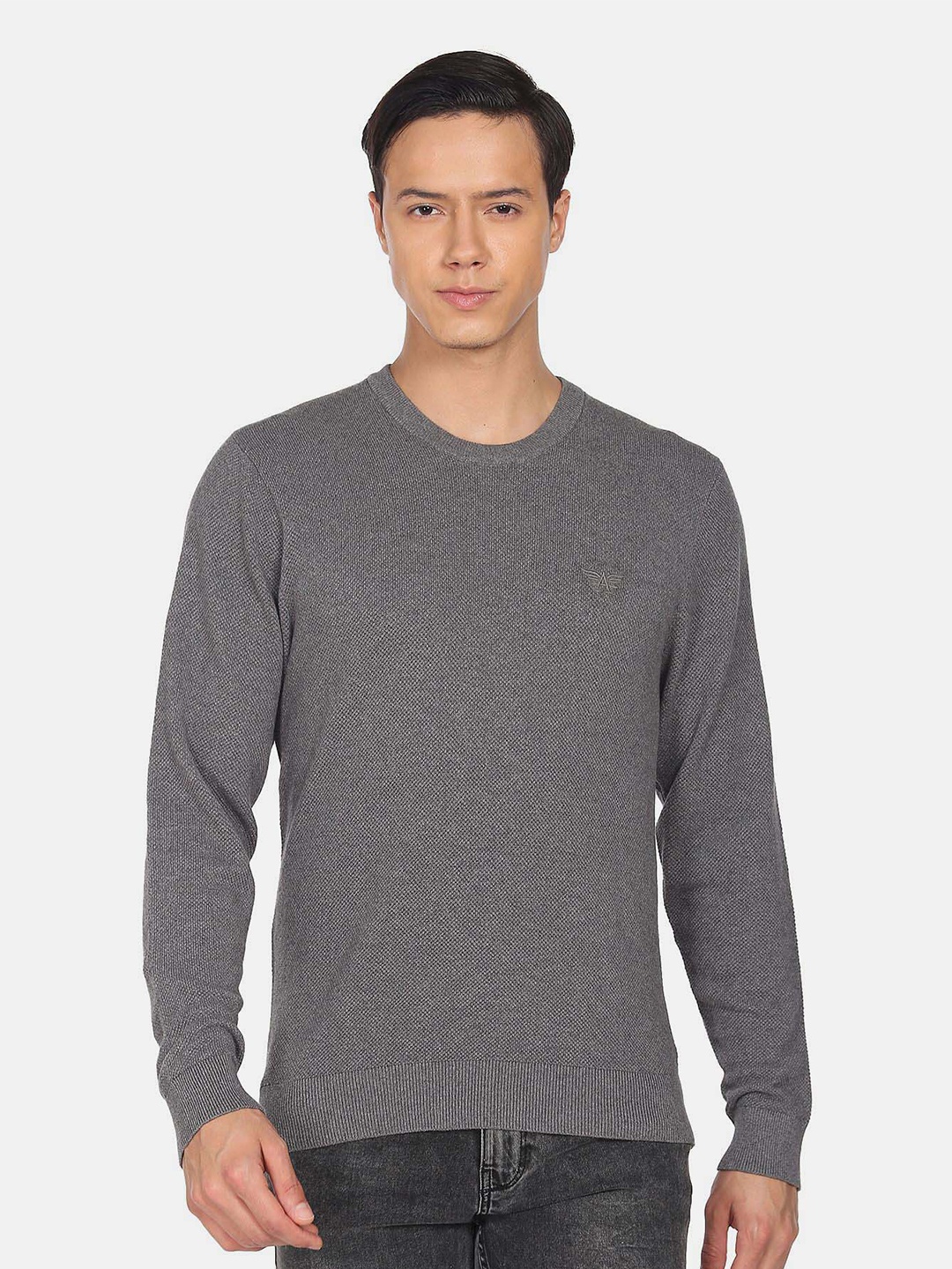 

Arrow Sport Round Neck Long Sleeves Pullover, Grey