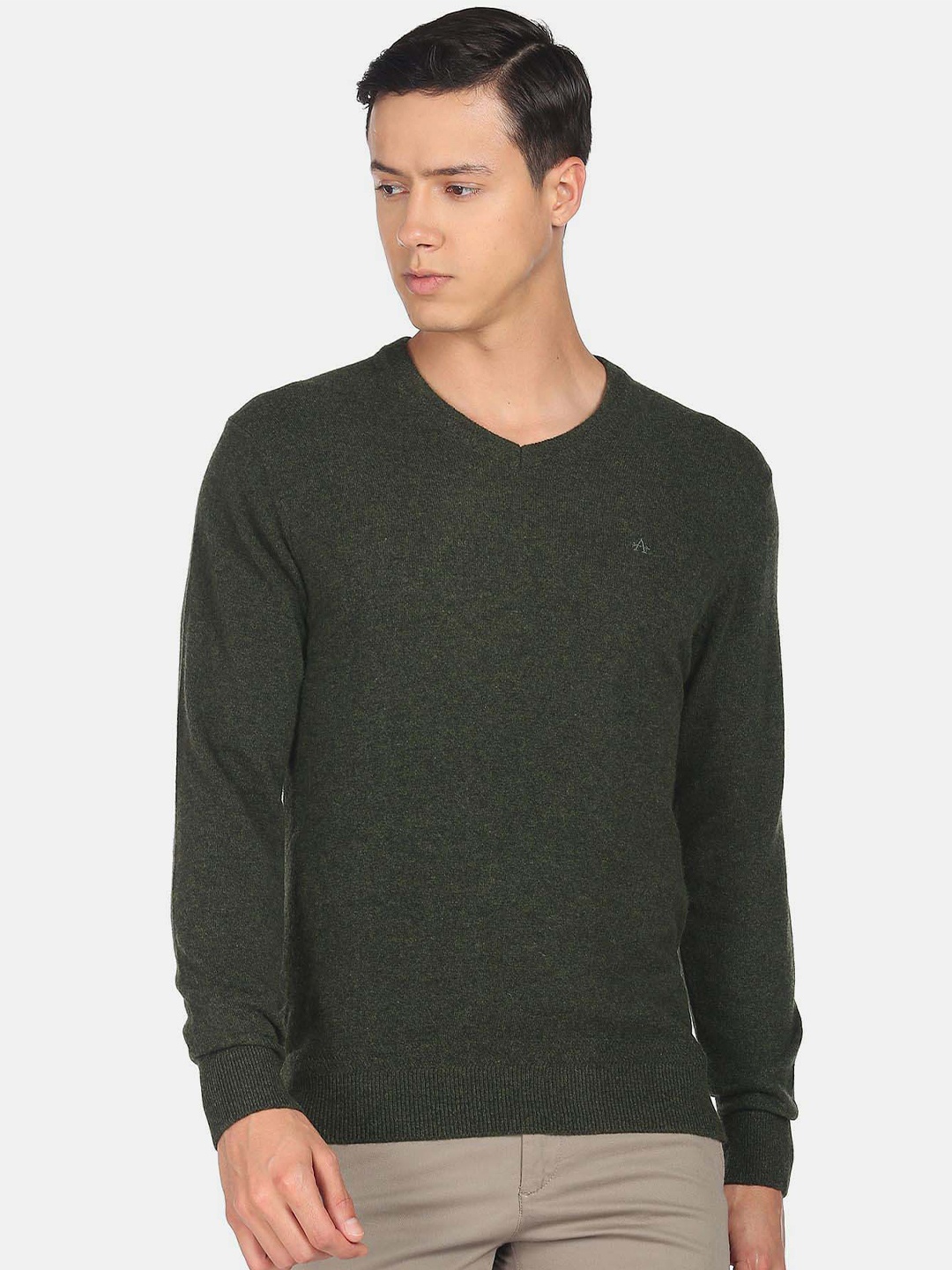 

Arrow Sport V-Neck Long Sleeves Pullover, Olive
