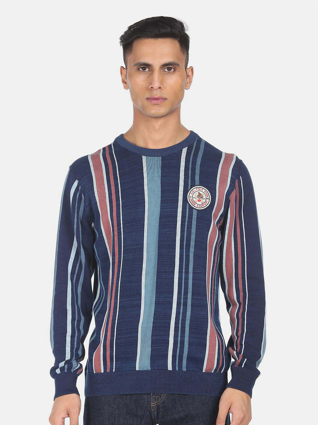 

U.S. Polo Assn. Denim Co. Striped Round Neck Pullover, Blue
