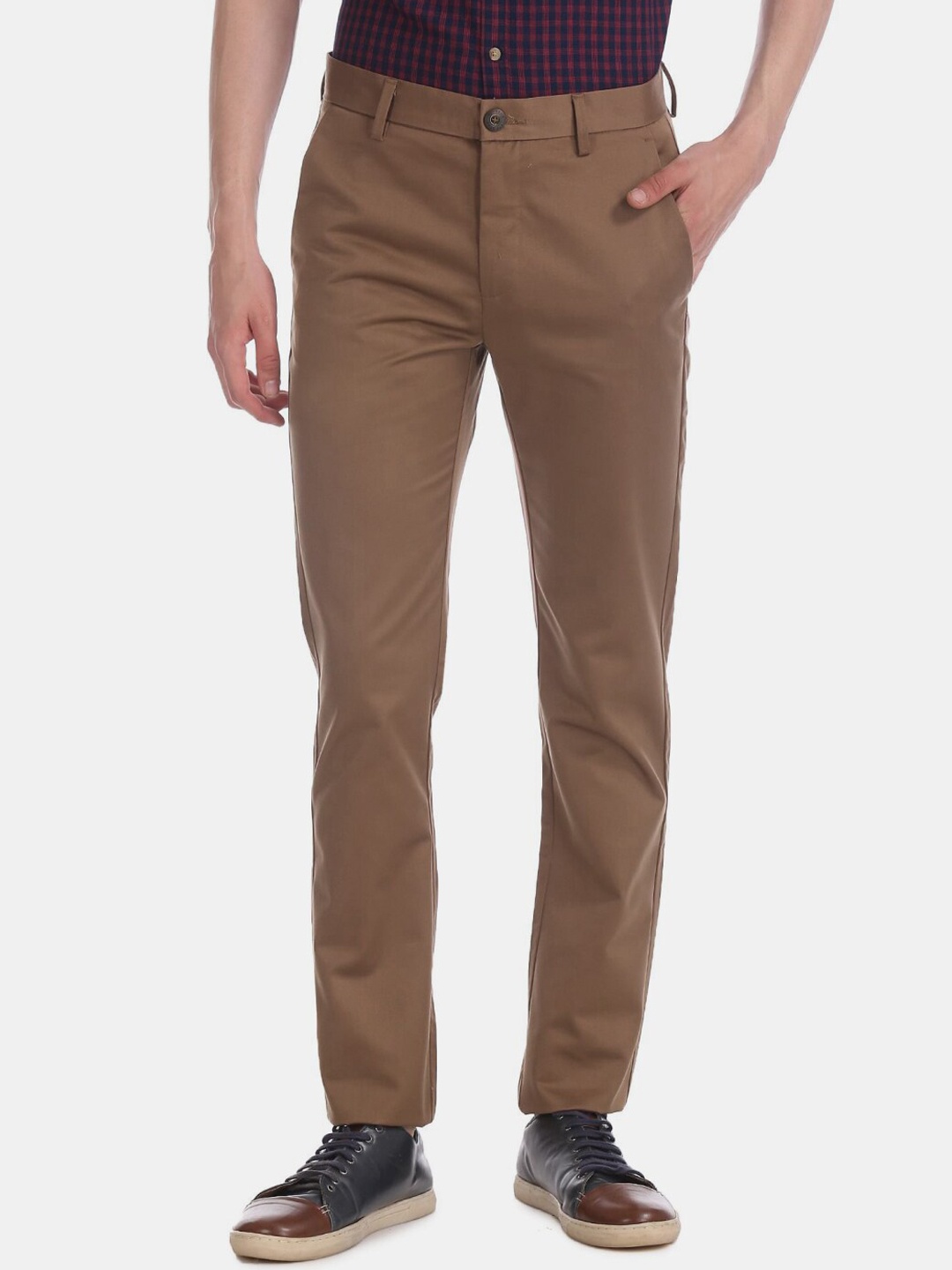 

V-Mart Men Cotton Classic Casual Trousers, Brown