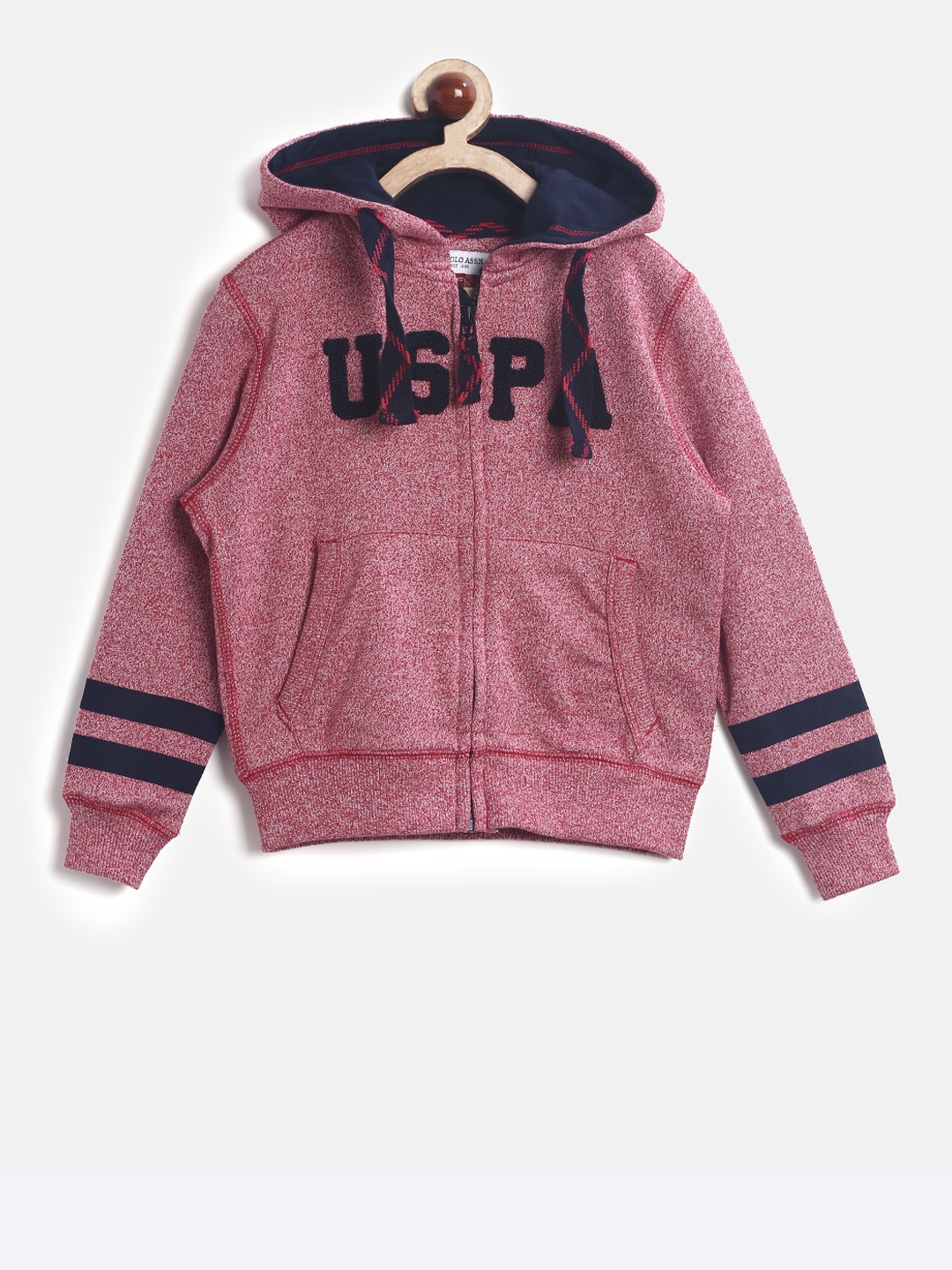

U.S. Polo Assn. Kids Boys Pink Solid Hooded Sweatshirt