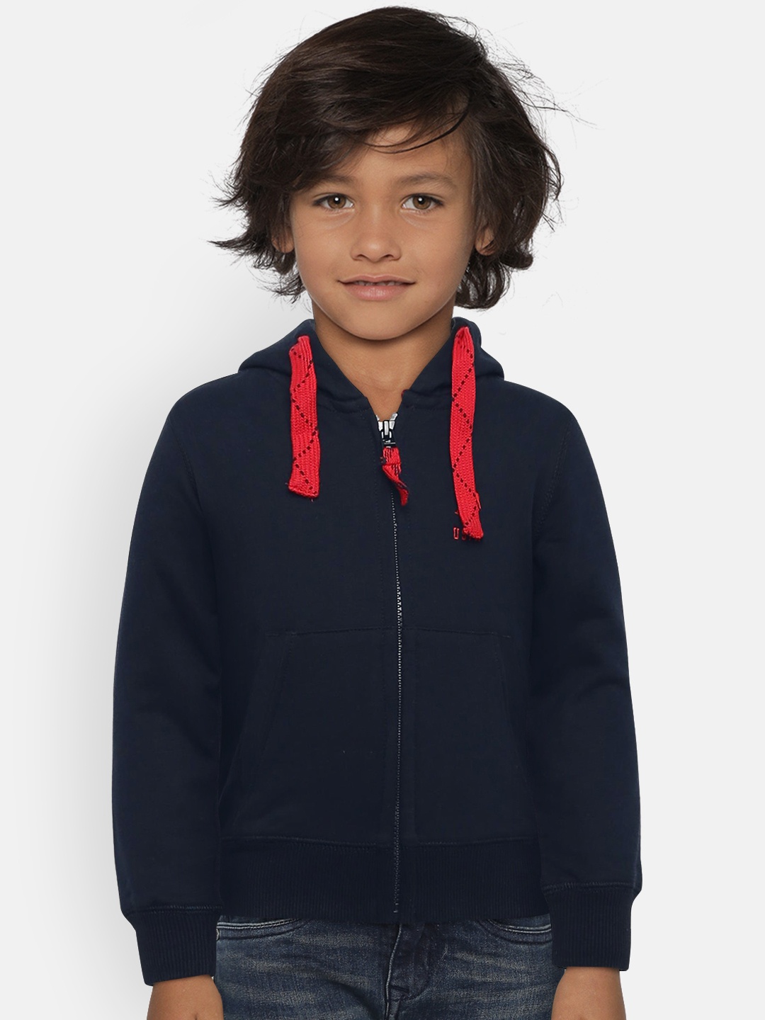 

U.S. Polo Assn. Kids Boys Navy Blue Solid Hooded Sweatshirt