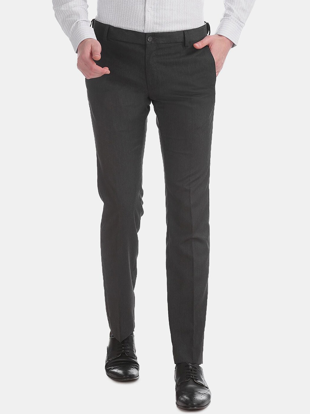

V-Mart Men Mid-Rise Formal Trousers, Grey