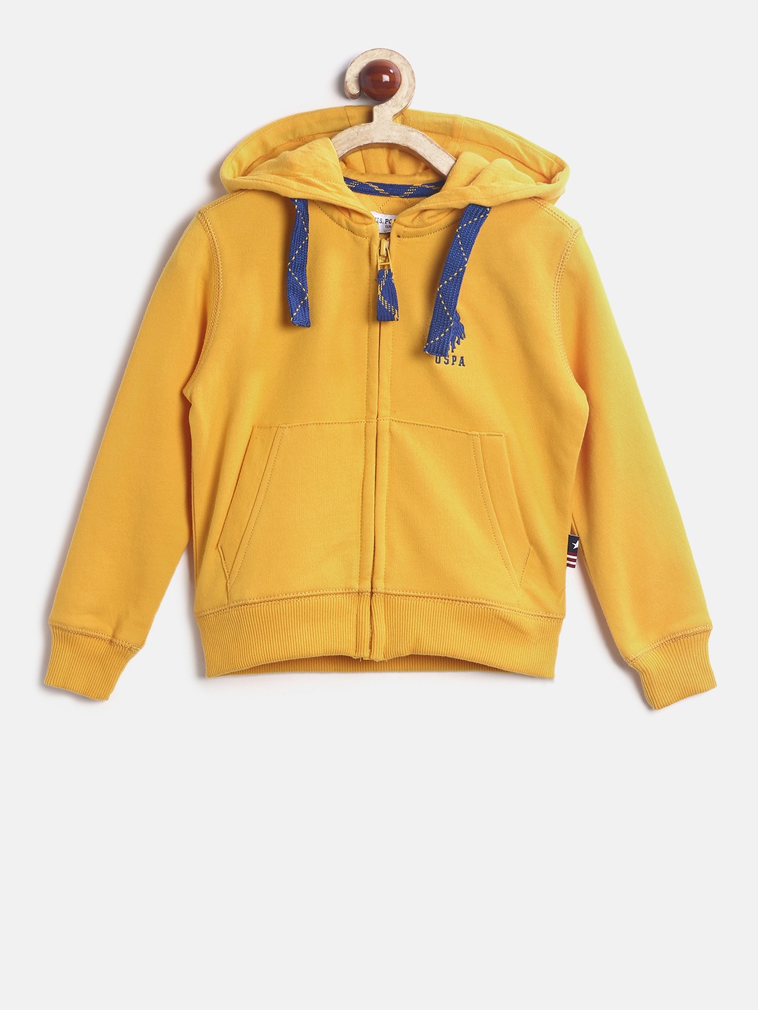 

U.S. Polo Assn. Kids Boys Yellow Solid Hooded Sweatshirt