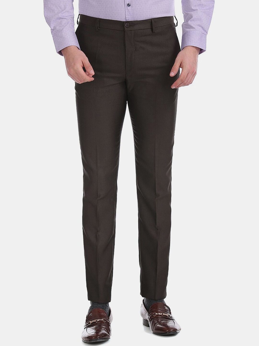

V-Mart Men Mid Rise Slim Fit Formal Trouser, Brown