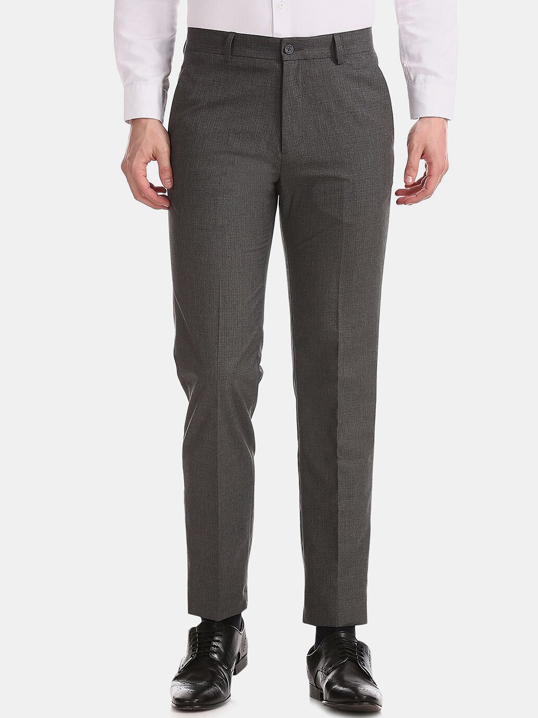

V-Mart Men Mid Rise Classic Cotton Formal Trousers, Grey