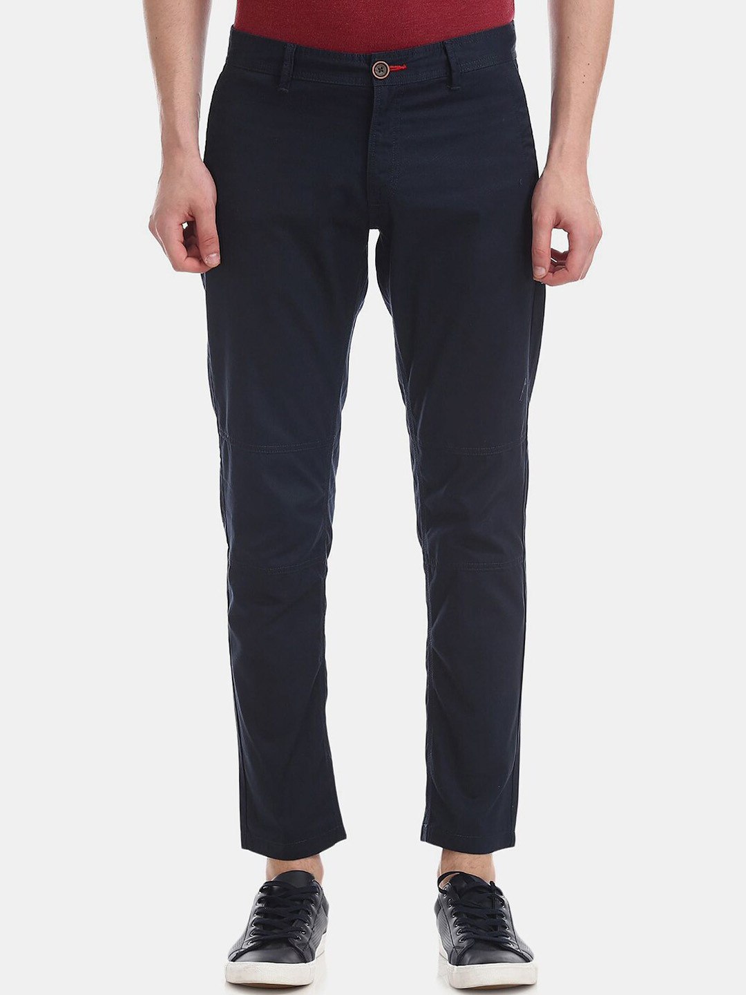 

V-Mart Men Mid Rise Classic Cotton Trousers, Blue