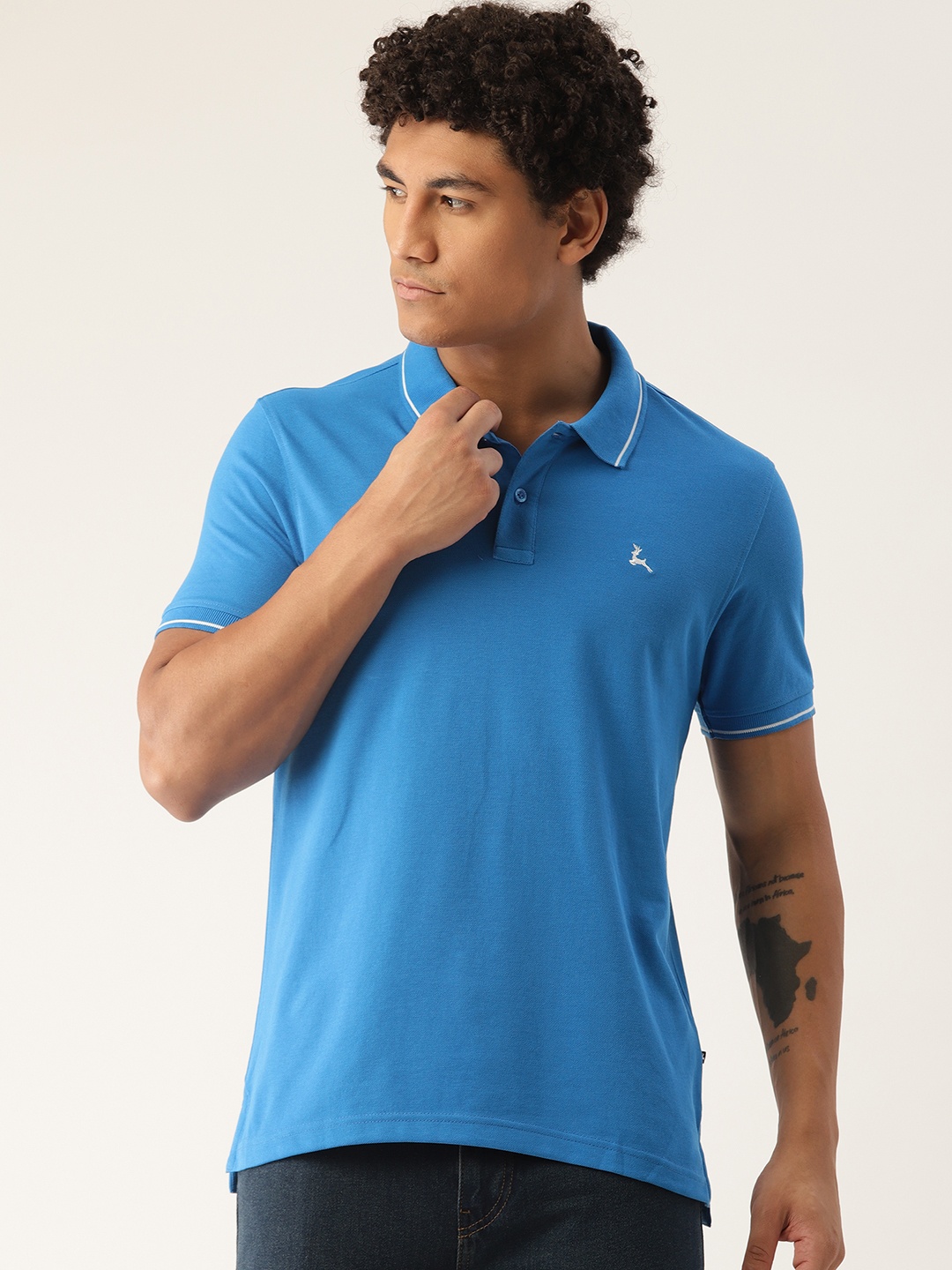 

Parx Men Solid Polo Collar T-shirt, Blue