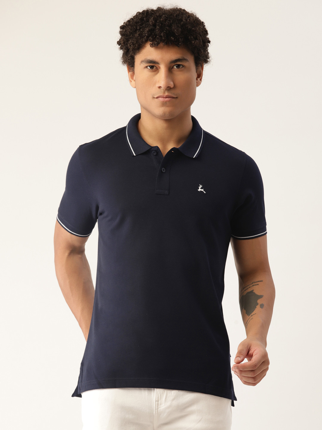 

Parx Men Solid Polo Collar T-shirt, Navy blue
