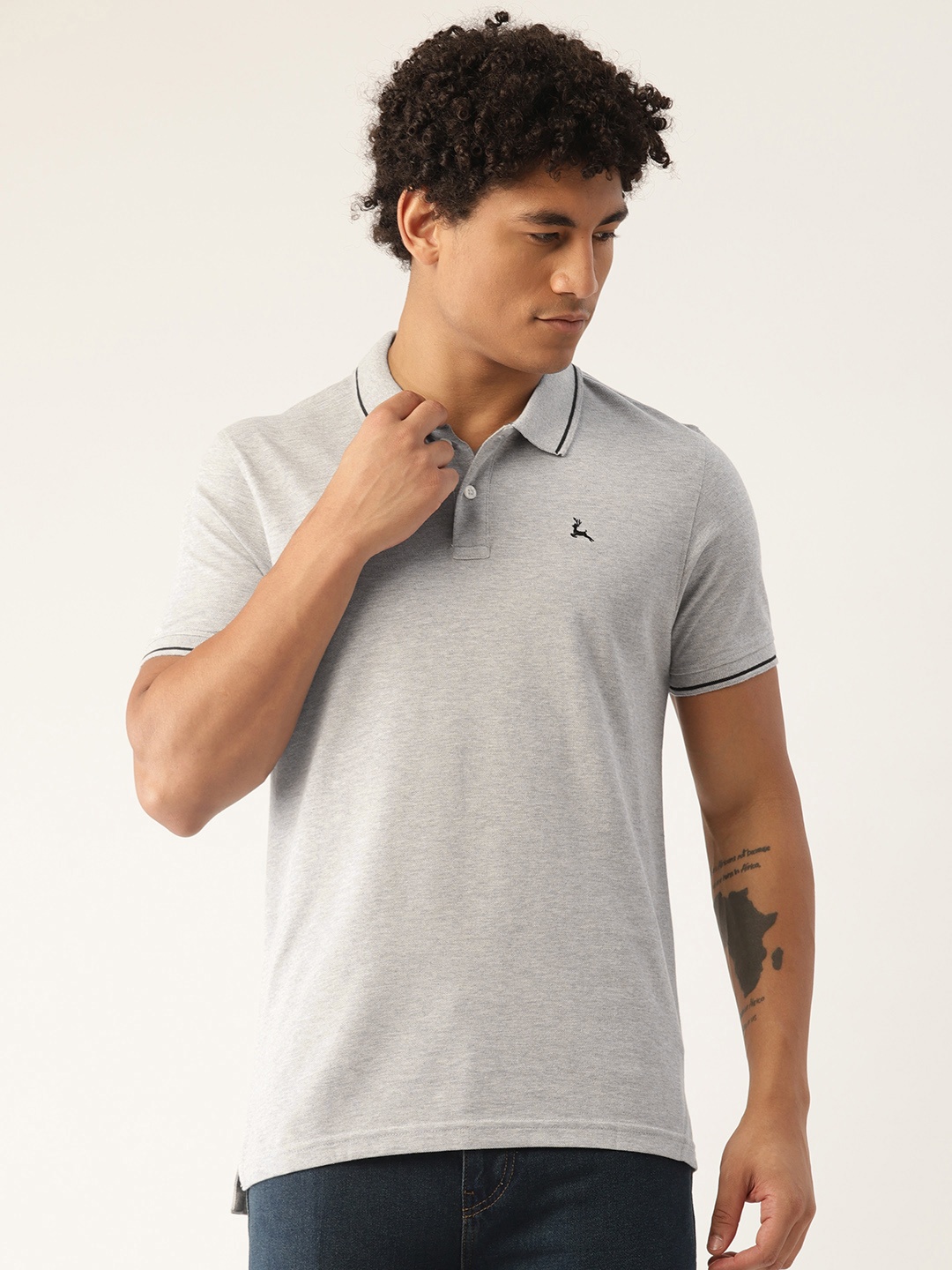 

Parx Men Solid Polo Collar T-shirt, Grey