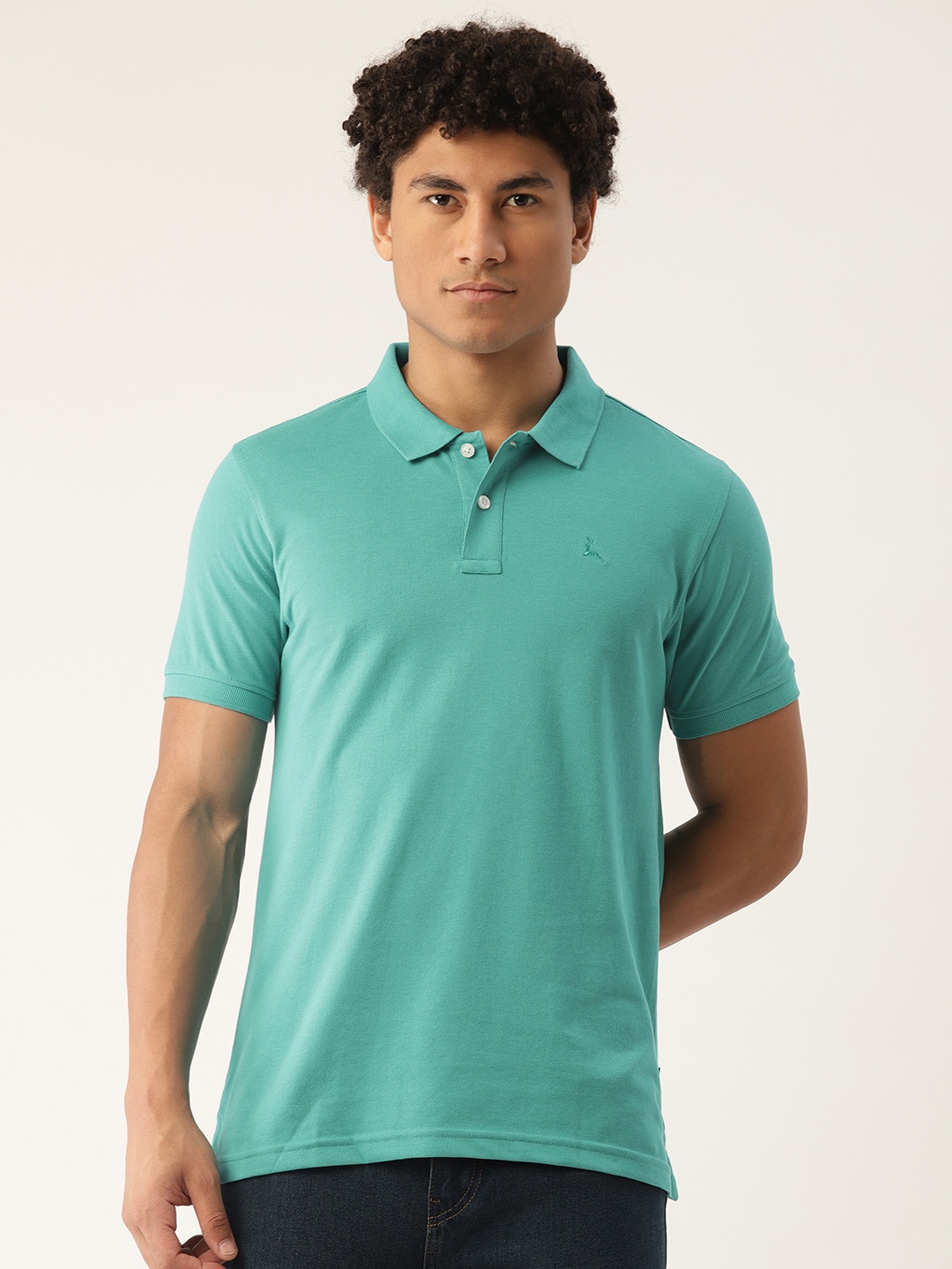

Parx Men Solid Polo Collar T-shirt, Green