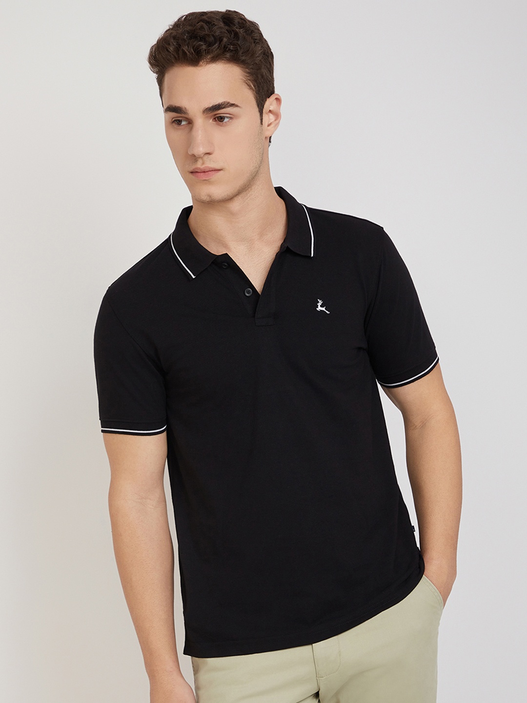 

Parx Men Solid Polo Collar T-shirt, Black