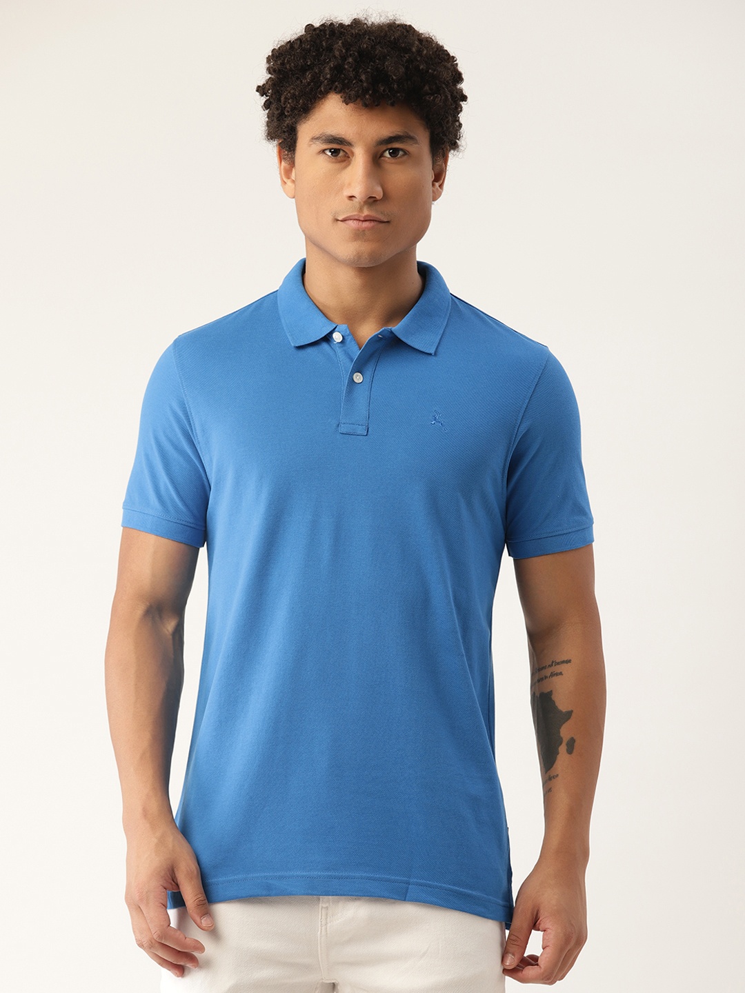 

Parx Men Solid Polo Collar T-shirt, Blue