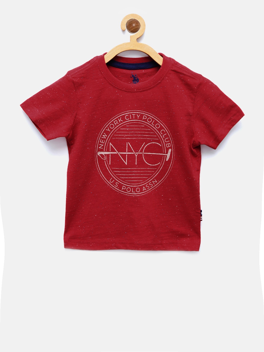 

U.S. Polo Assn. Kids Boys Red Printed Round Neck T-shirt
