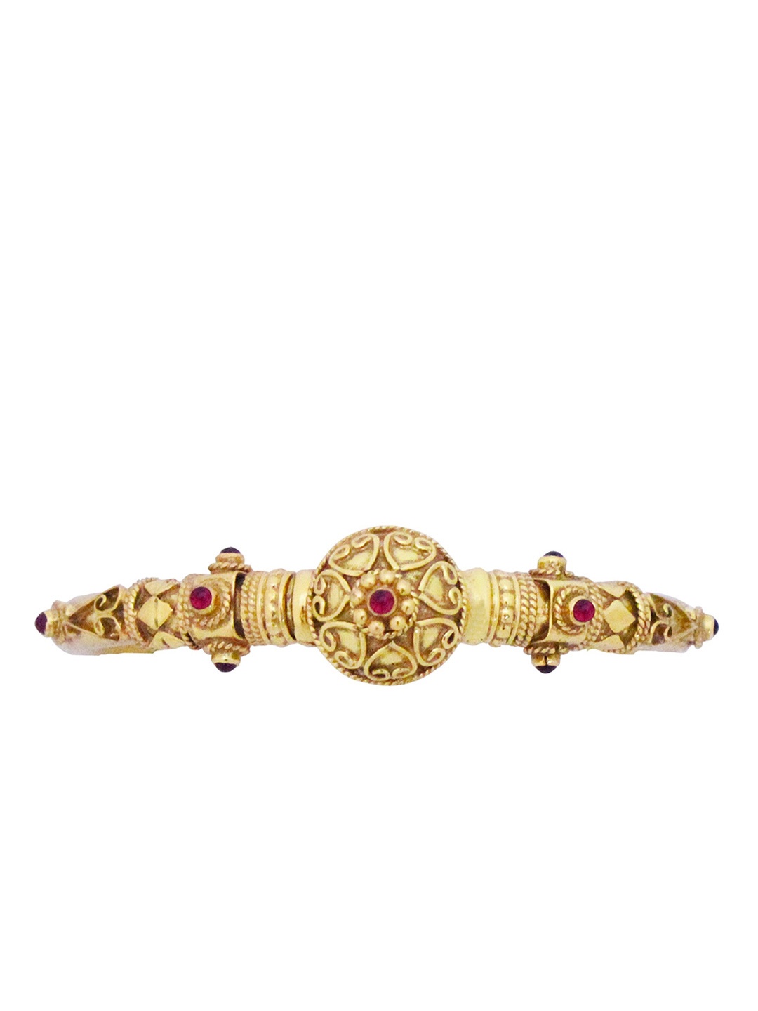 

ahilya 92.5 Sterling Silver Gold-Plated Stone-Studded Kada Bangle