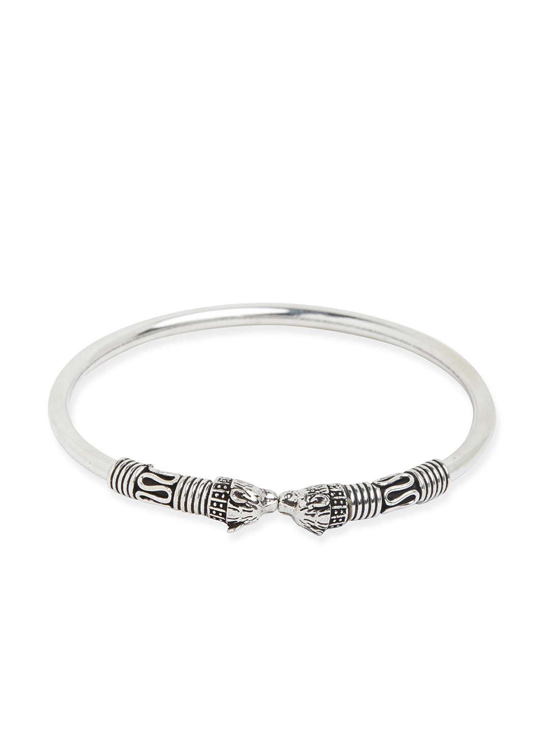 

ahilya 92.5 Sterling Silver Silver-Pleated Tiger Thin Kada Bangle