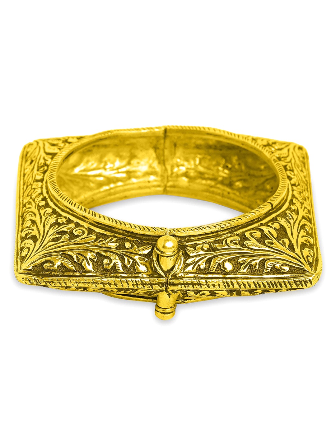 

ahilya 92.5 Sterling Silver Gold-Plated Square Rawa Kada