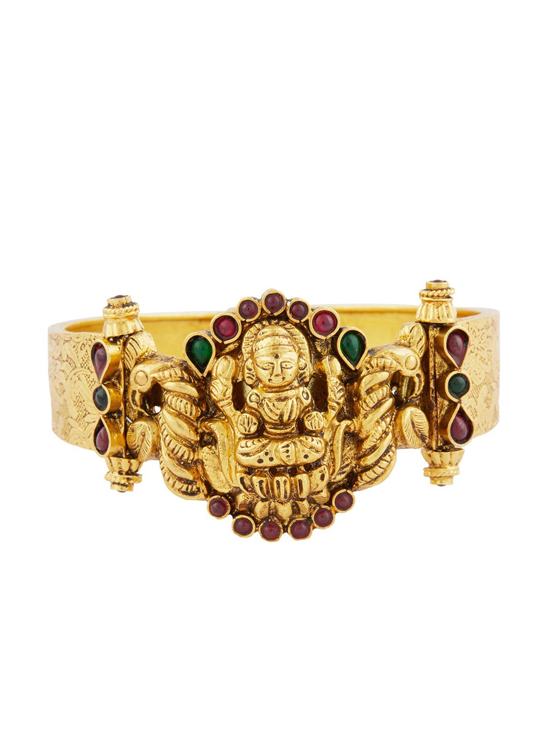 

ahilya 92.5 Sterling Silver Gold-Plated Lakshmi Temple Kada