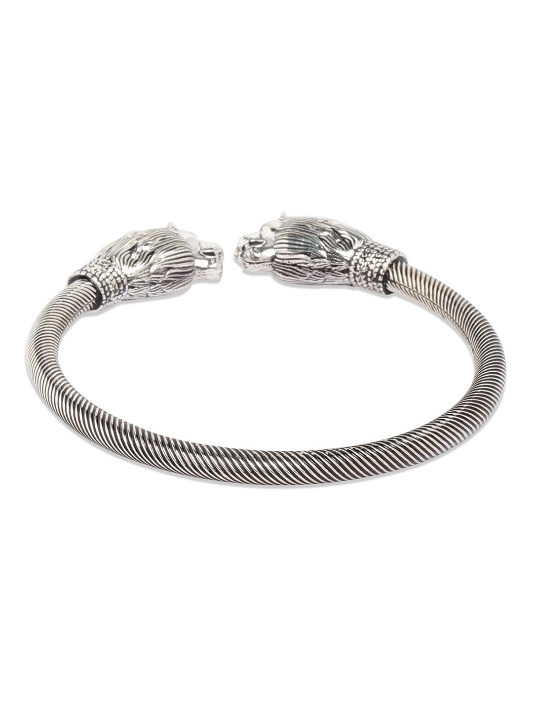

ahilya 92.5 Sterling Silver Silver-Plated Lion Sinh Kada Bangle