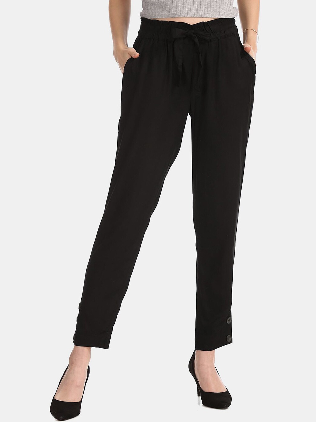 

V-Mart Women Cotton Classic Trousers, Black
