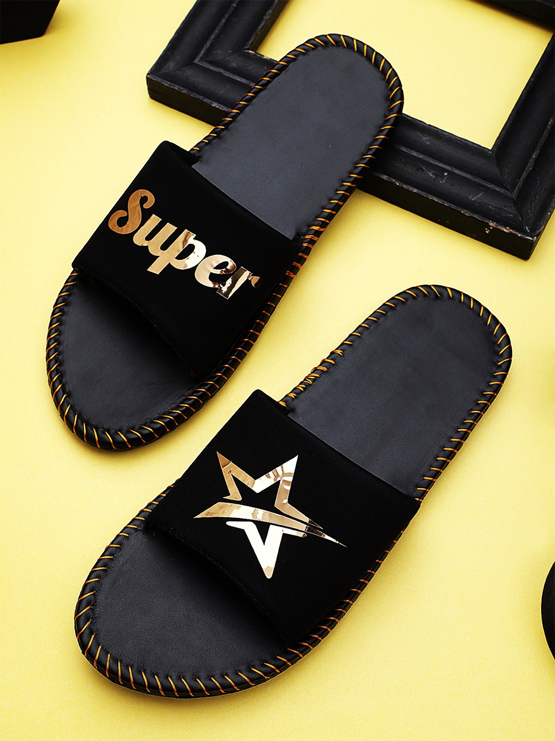 

Pampy Angel Men Printed Croslite Sliders, Gold