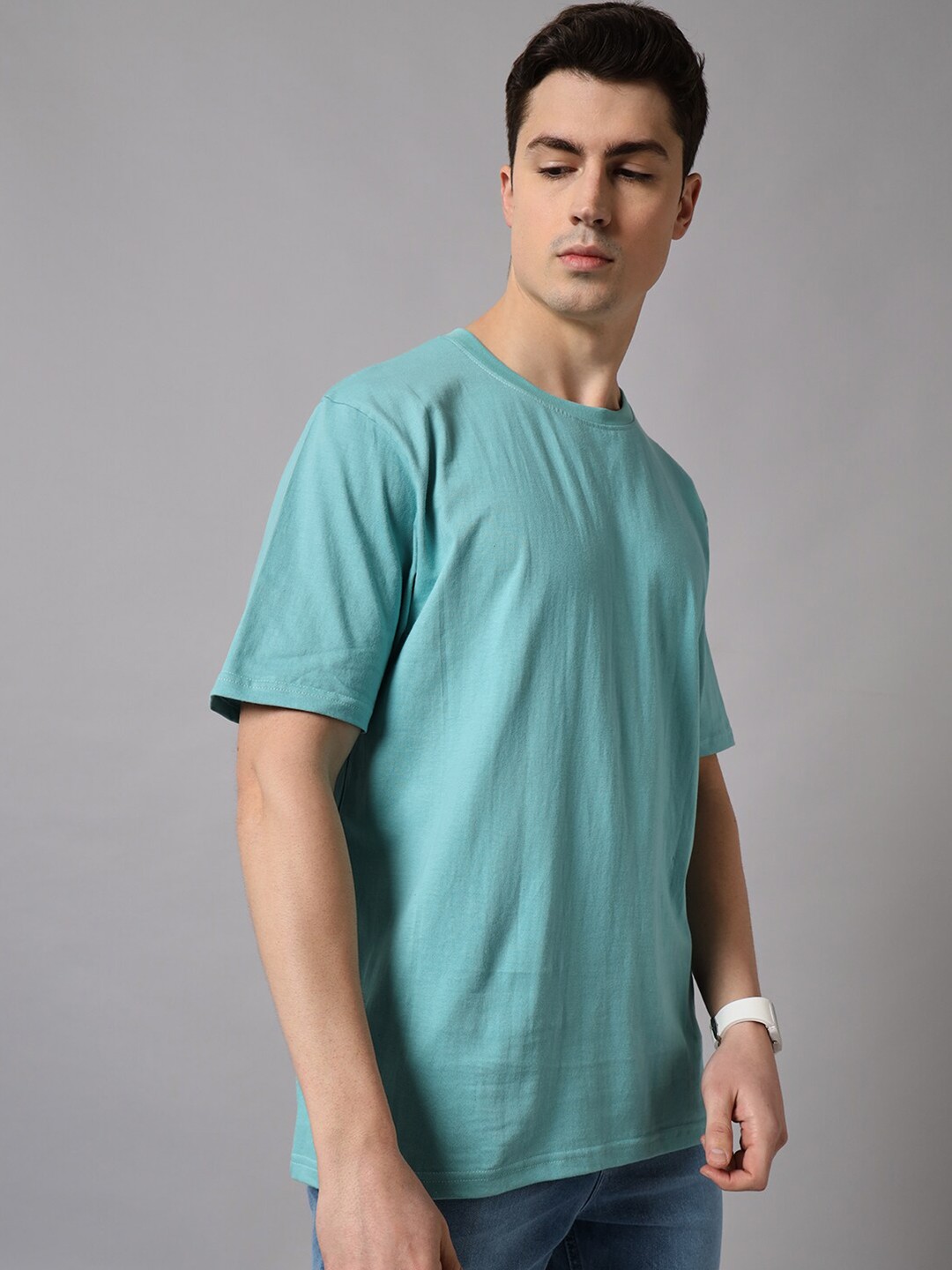 The Dry State Round Neck Cotton T-shirt, Turquoise blue