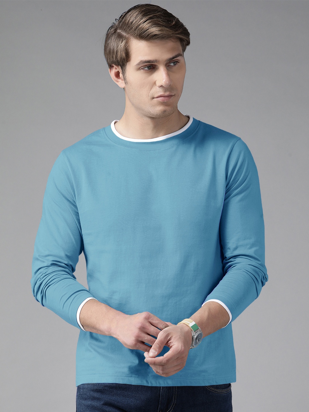 

The Dry State Round Neck Cotton T-shirt, Blue