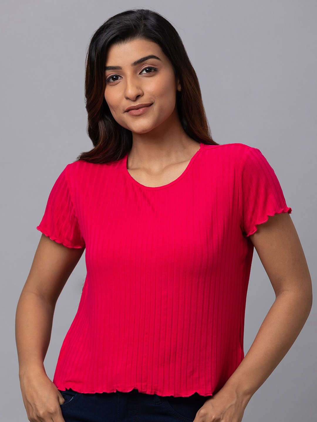 

Globus Round Neck Short Pure Cotton T-shirt, Red