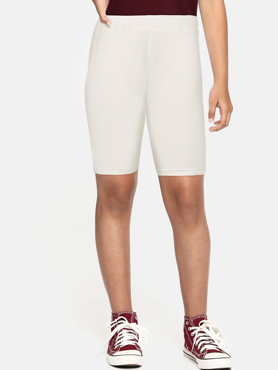 

SEYBIL Girls Slim Fit Sports Shorts, White