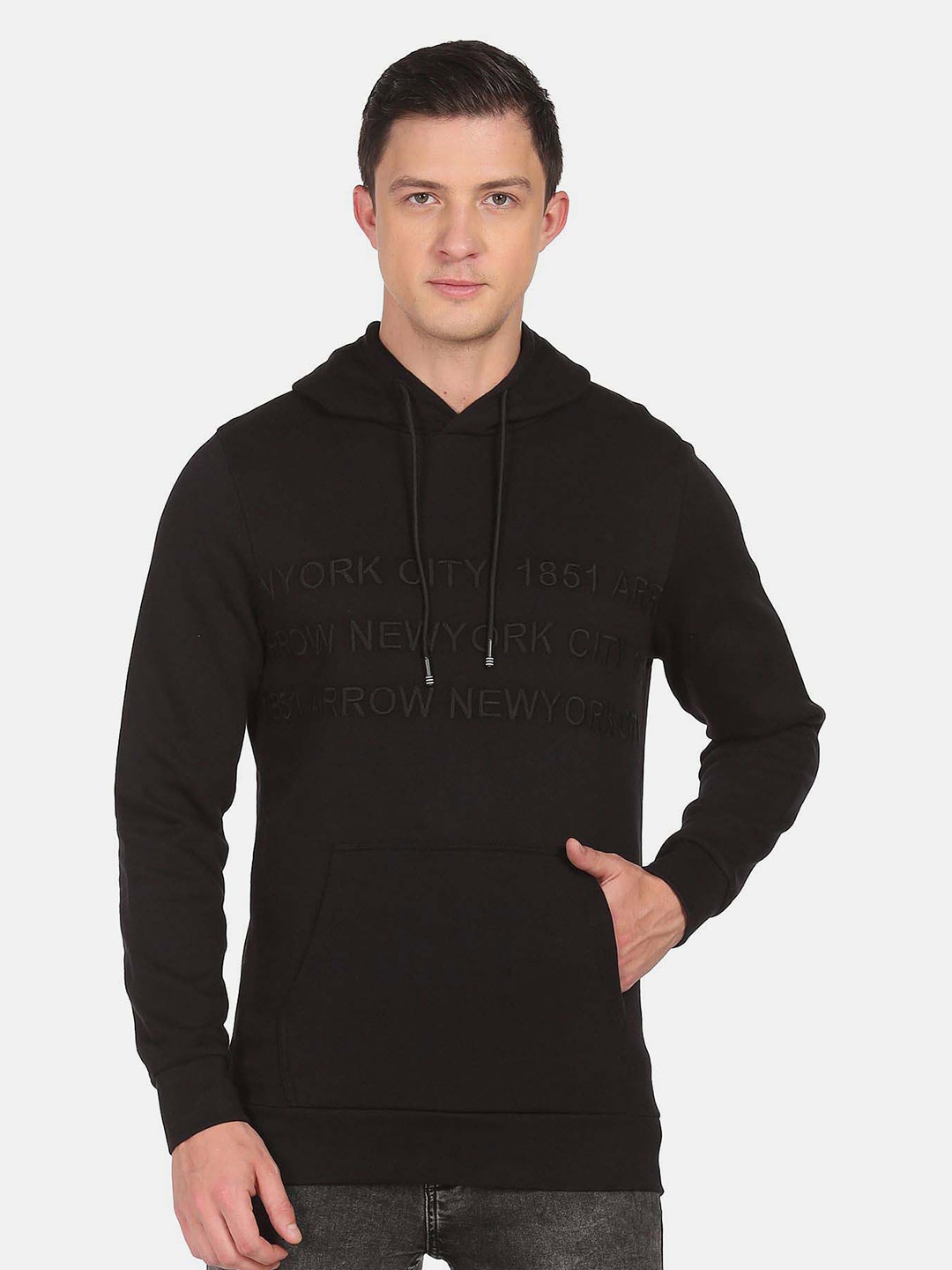 

Arrow Sport Men Hooded Printed Cotton Sweatshirt, Black